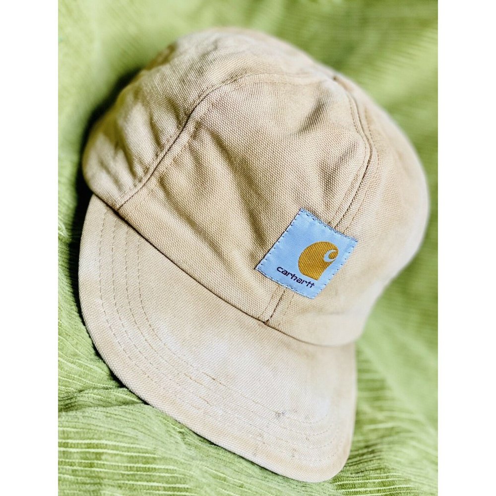 Vintage Carhartt Hat Insulated Ear Flaps USA Tan Beige Old School Cap Thermal 3M